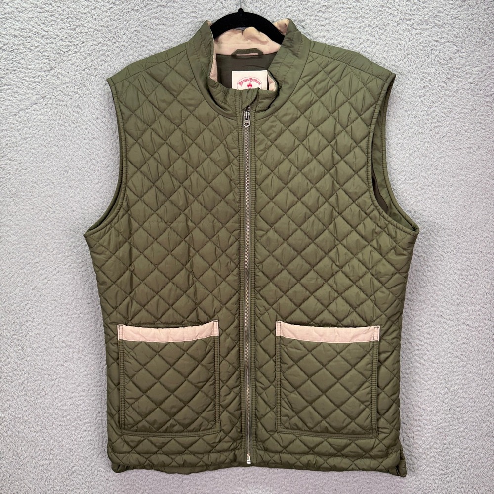 Brooks Brothers Red Fleece Vest Mens XL Olive Green Quilted Thermore Insulated - Picture 1 of 8